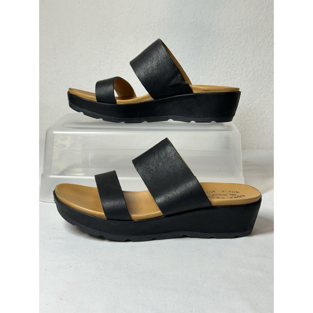 Black Two-Strap Slide Sandals - Women - Picture 3 of 10